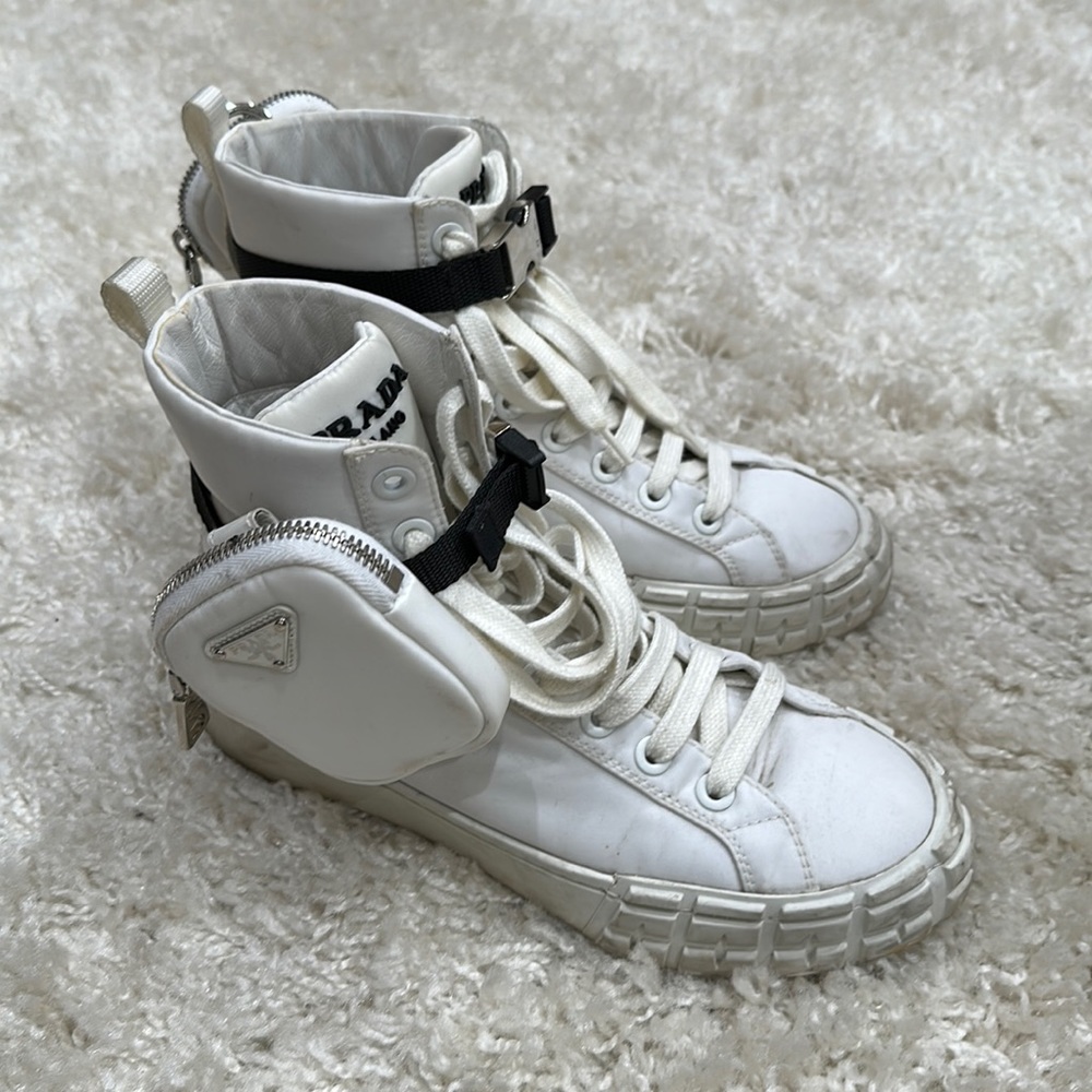 PRADA nylon zip pouch high sneakers